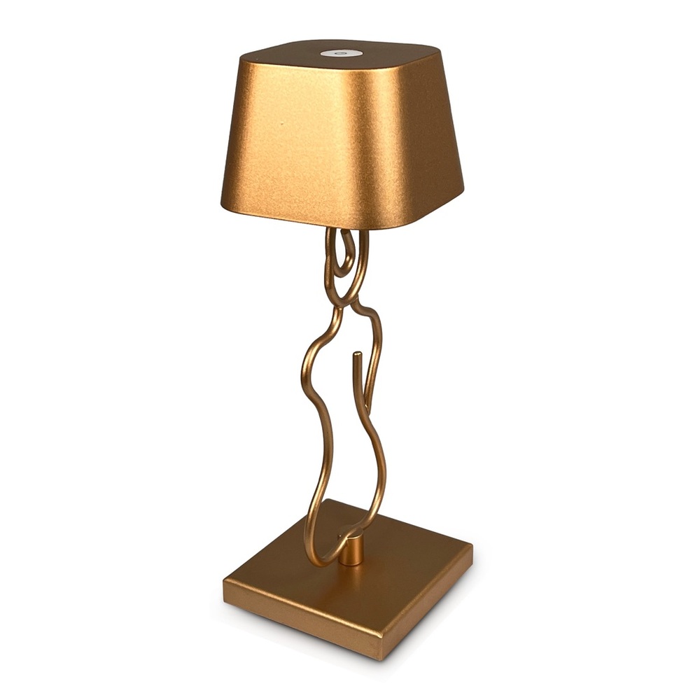 Battery Operated Table Lamp - Beautiful Rechargeable Gold Desk Lamp - Touch Dim